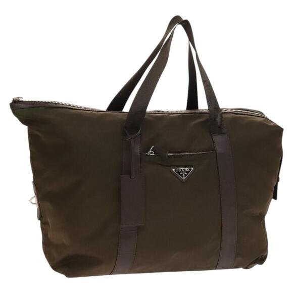 PRADA Boston Bag Nylon Khaki Silver - Picture 1 of 12
